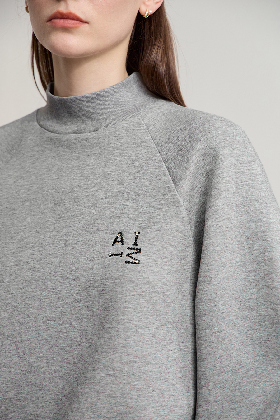 Letter Embroidered Raglan Sweatshirt