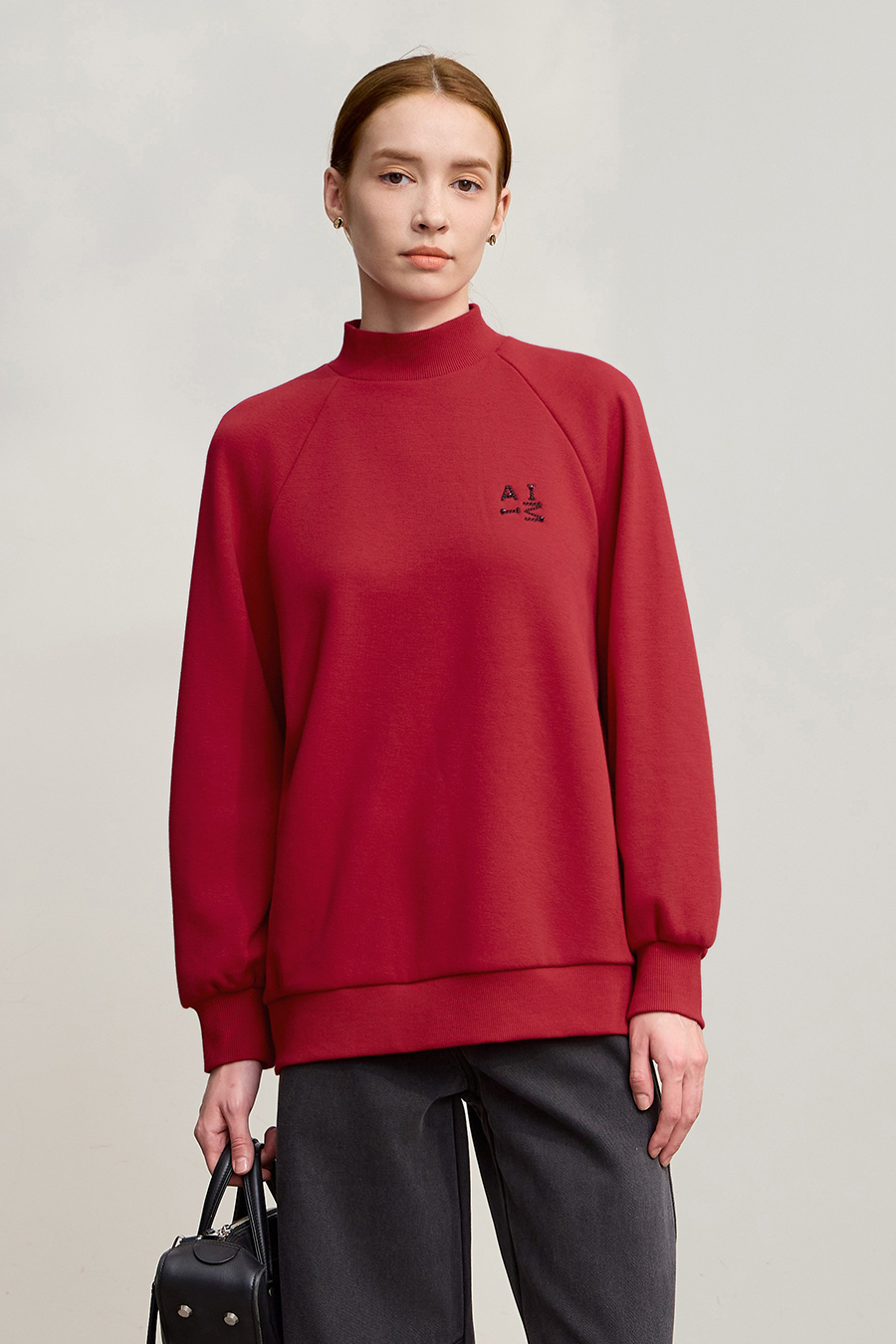 Letter Embroidered Raglan Sweatshirt