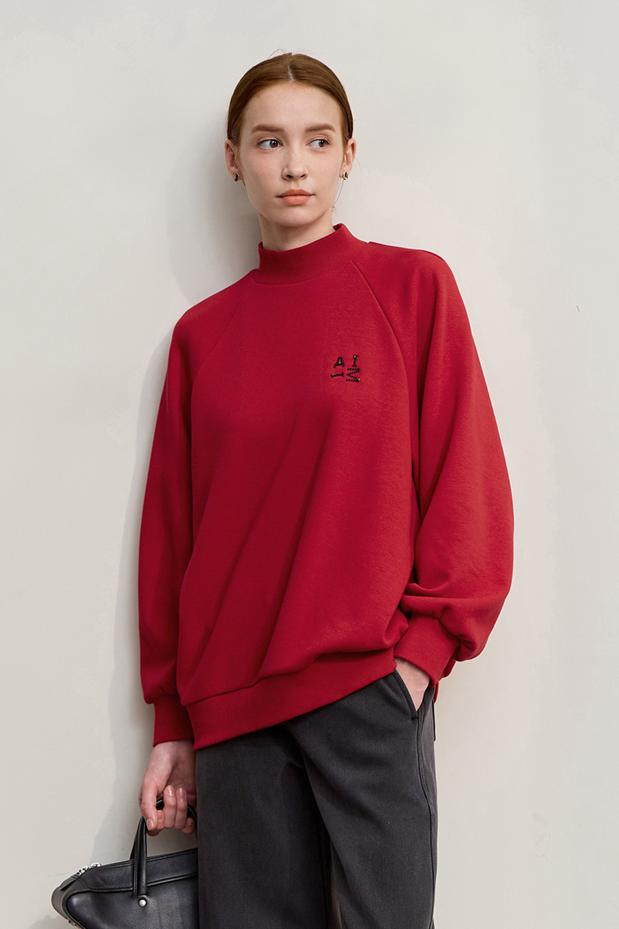 Letter Embroidered Raglan Sweatshirt