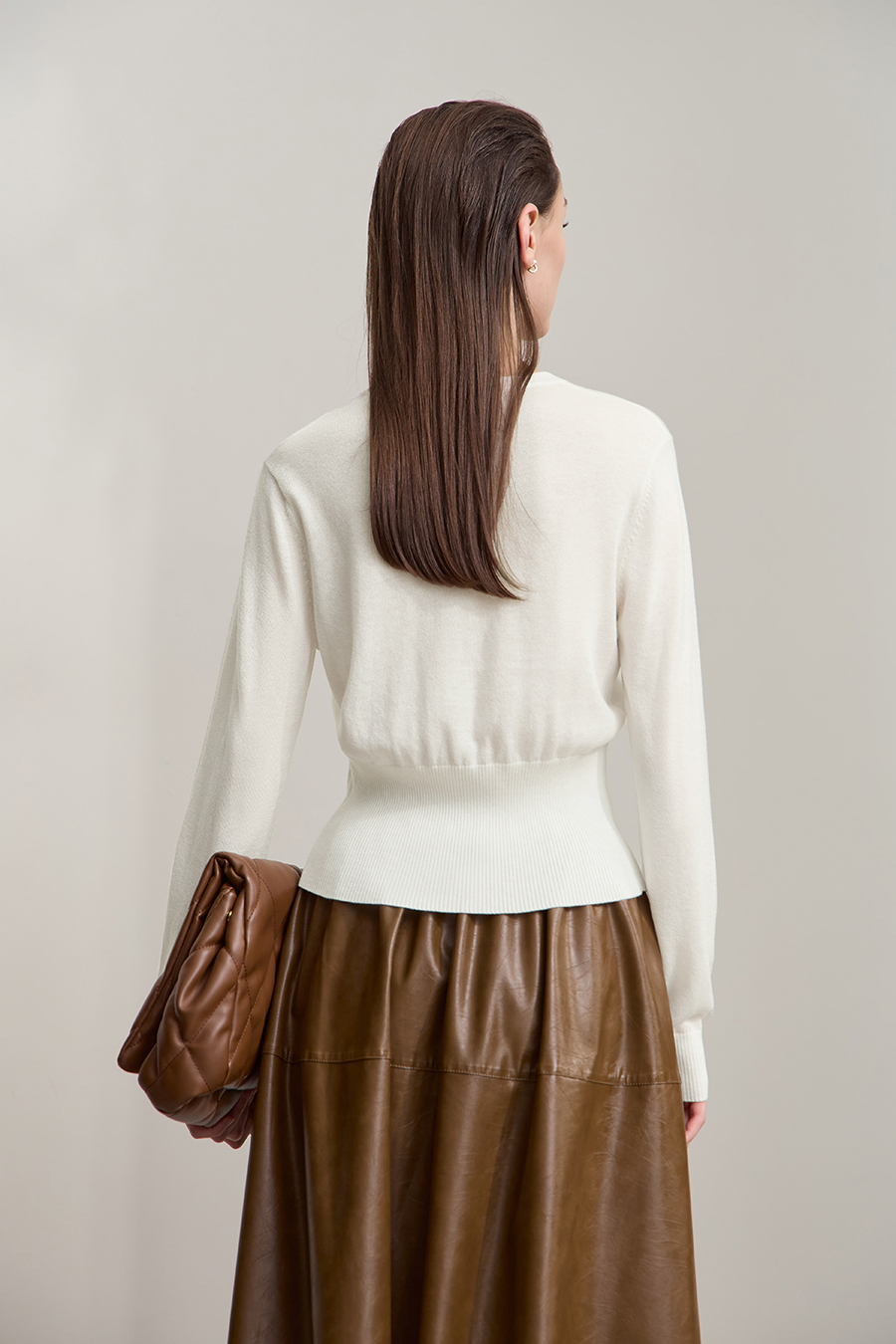 Waist-defined Fitted Long Sleeve Sweater