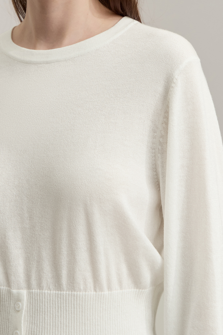 Waist-defined Fitted Long Sleeve Sweater