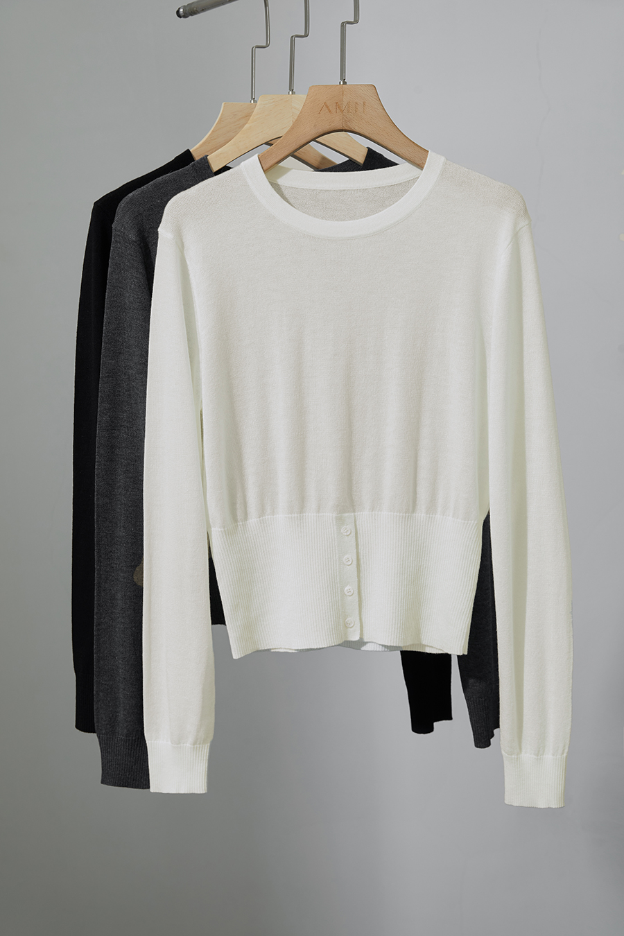 Waist-defined Fitted Long Sleeve Sweater
