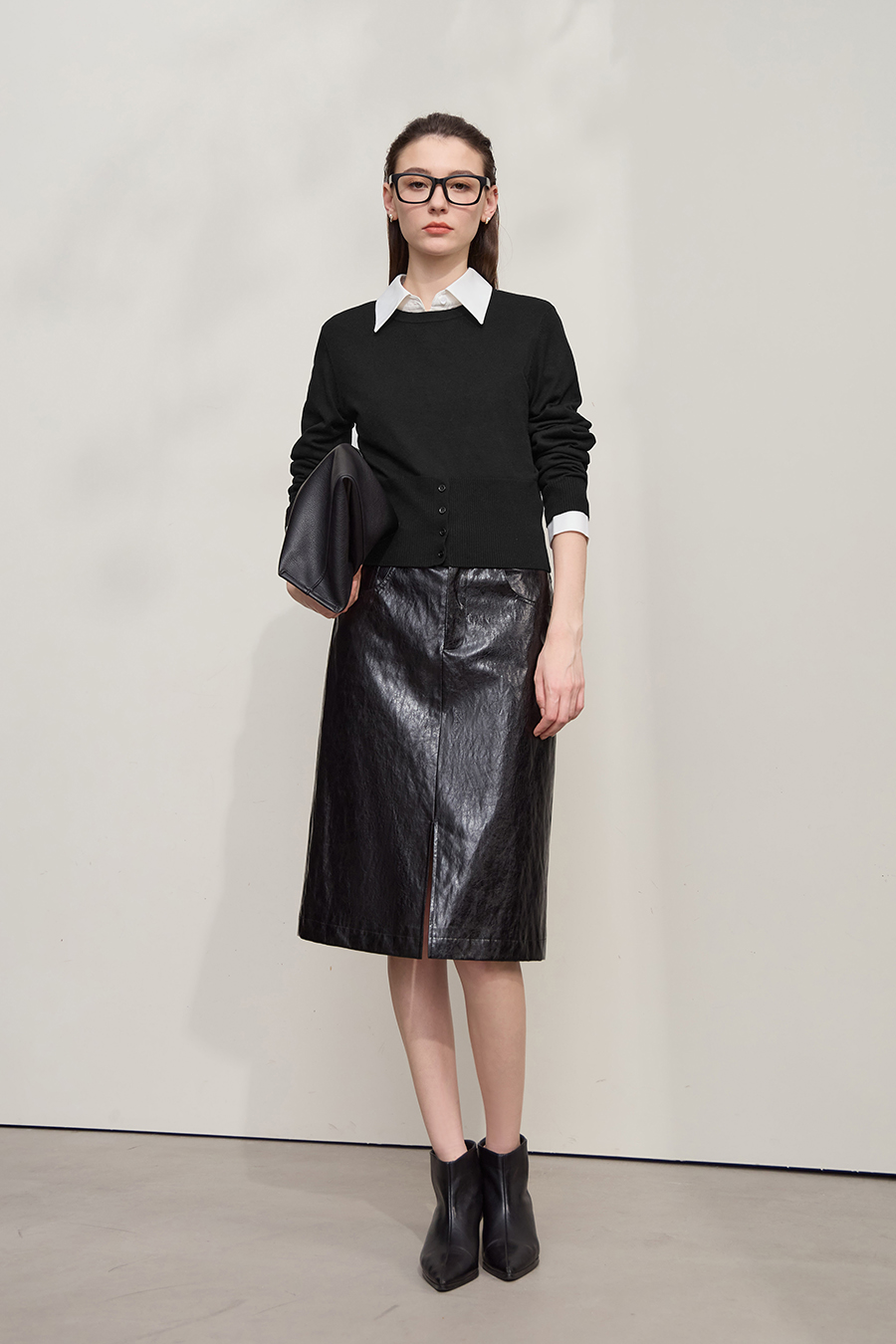 Waist-defined Fitted Long Sleeve Sweater