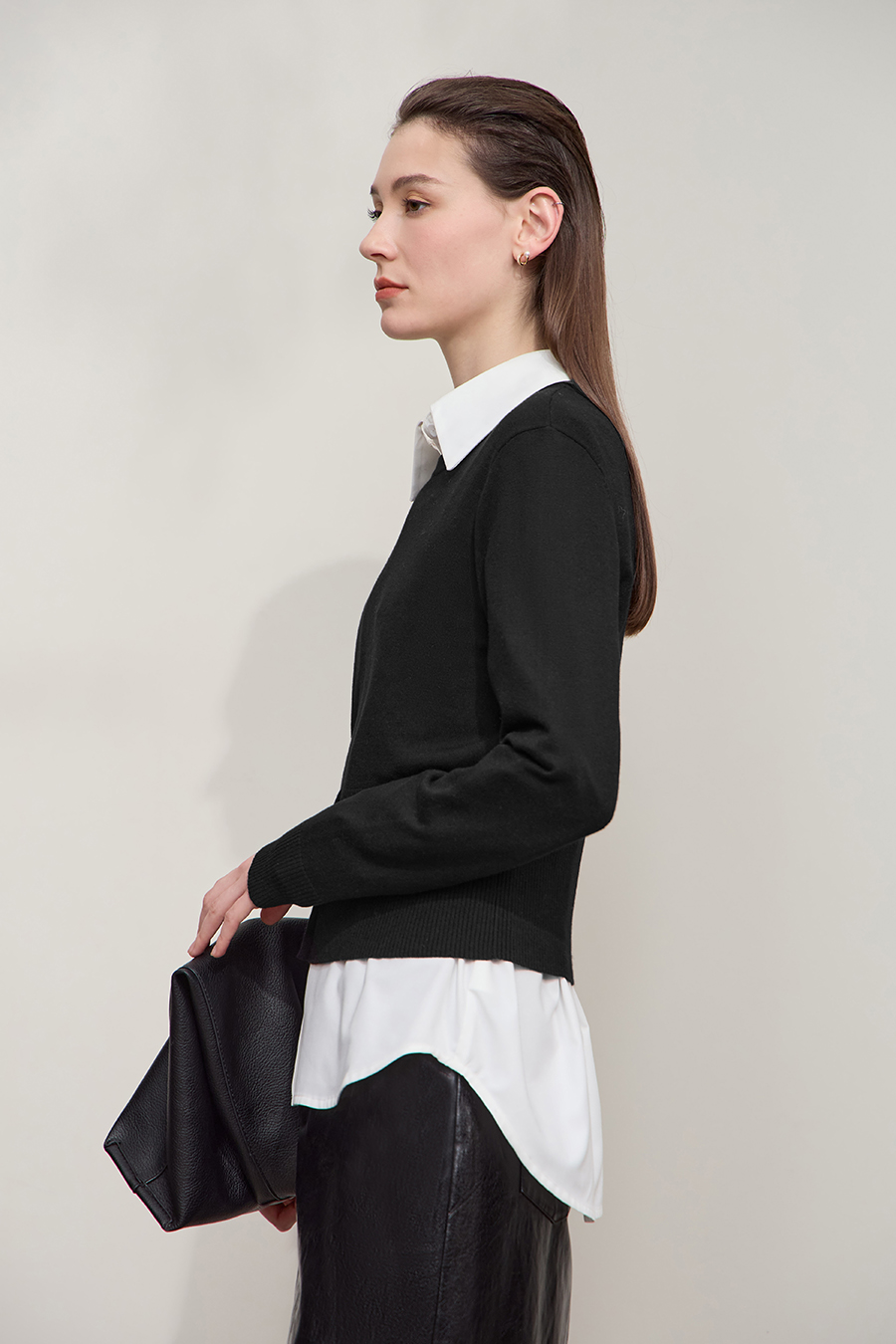 Waist-defined Fitted Long Sleeve Sweater