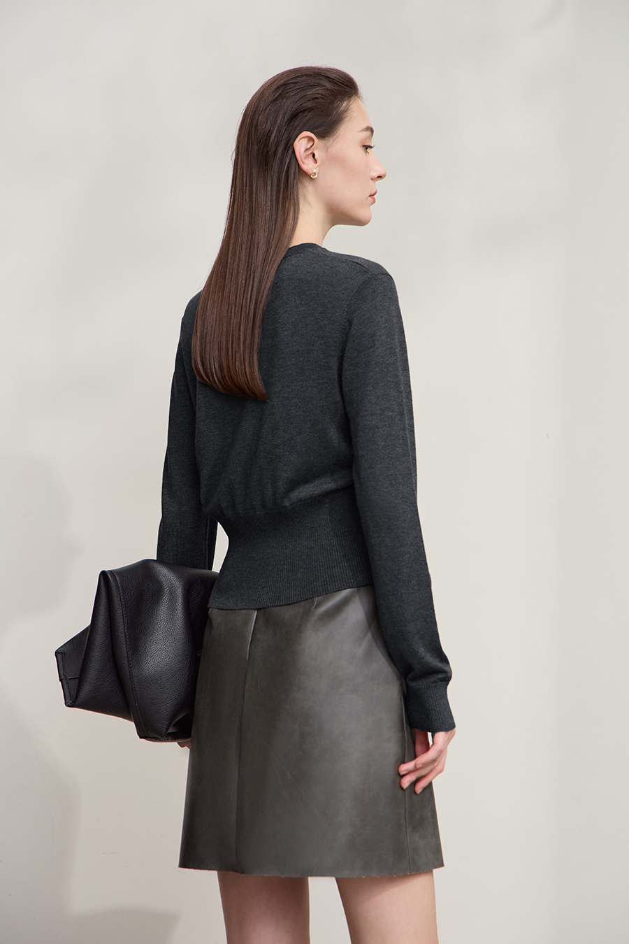 Waist-defined Fitted Long Sleeve Sweater