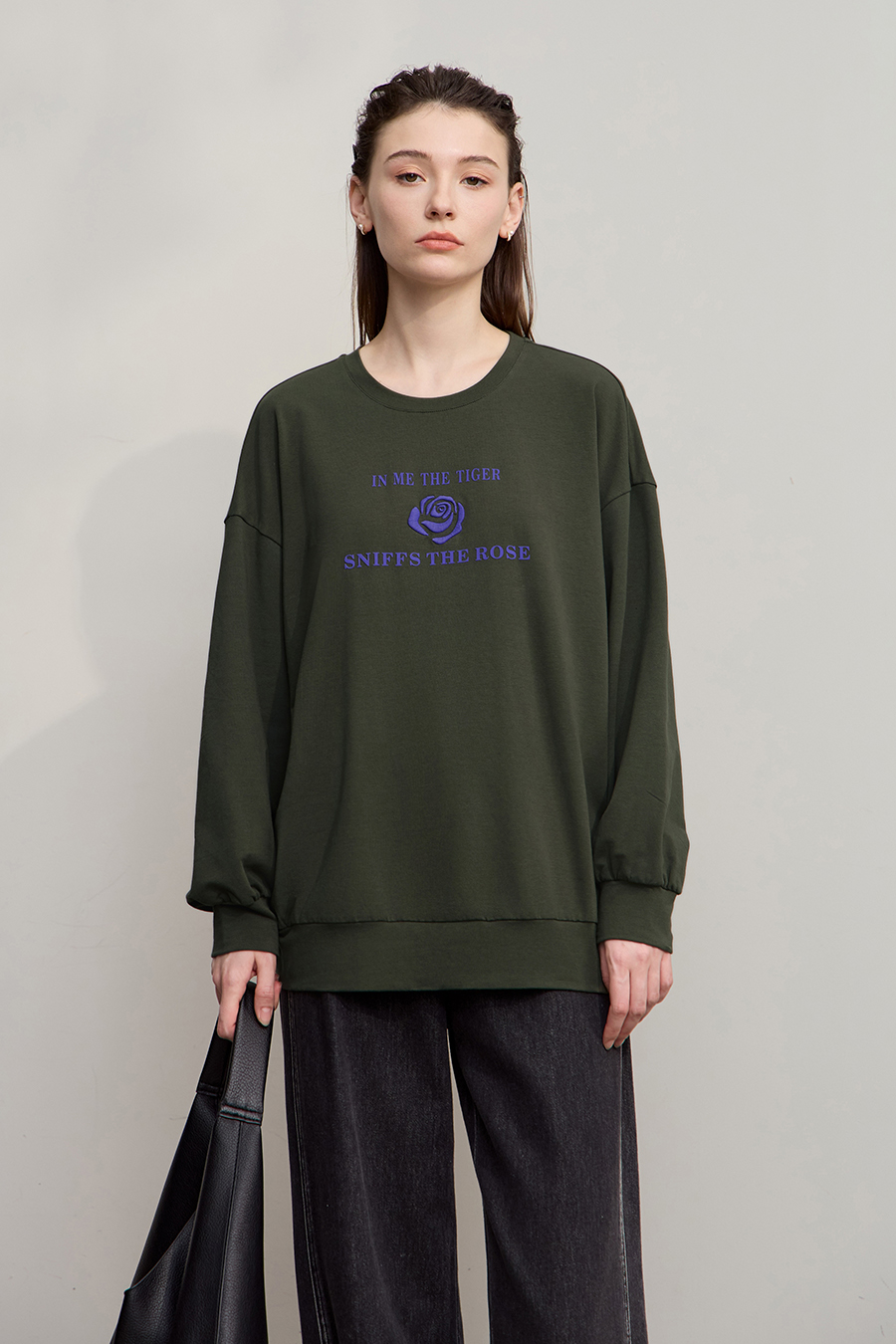 Printed Embroidered Drop Shoulder Hoodie|AMII-AMII.com