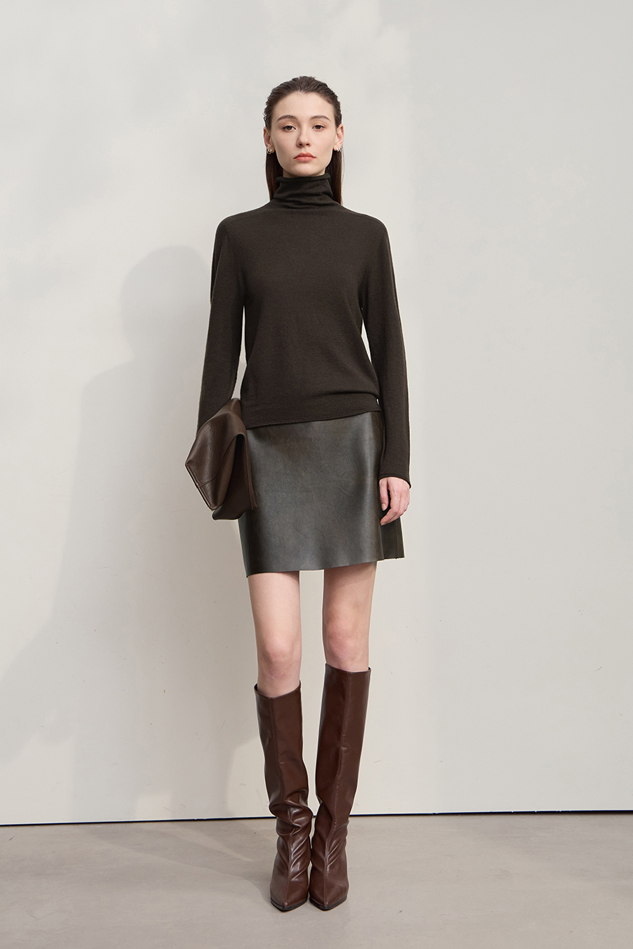 High Neck Seamless Wool Sweater