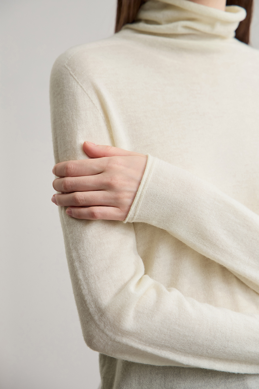 High Neck Seamless Wool Sweater