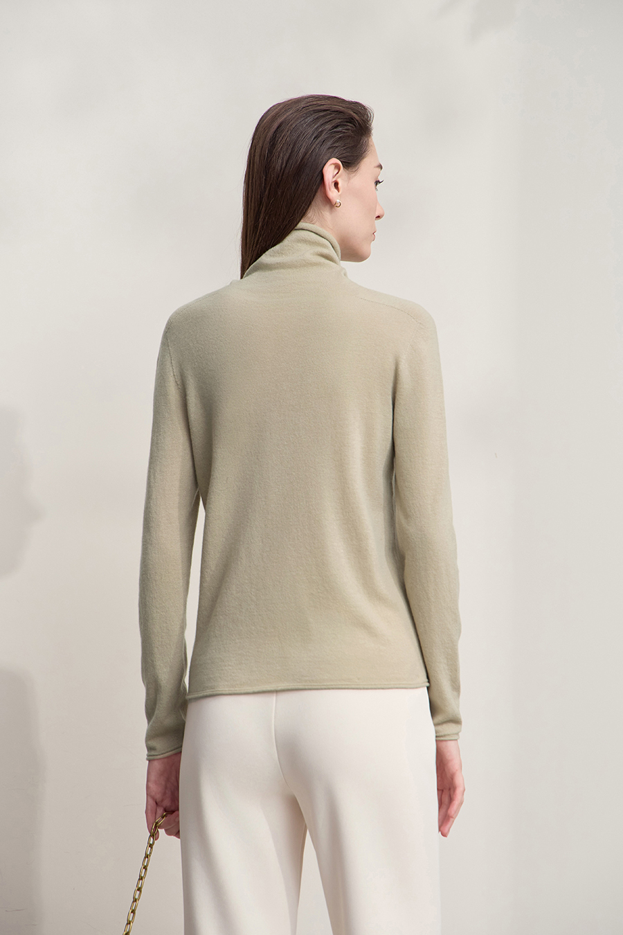 High Neck Seamless Wool Sweater