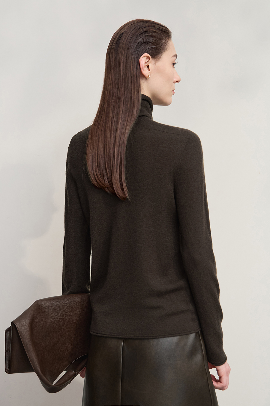 High Neck Seamless Wool Sweater