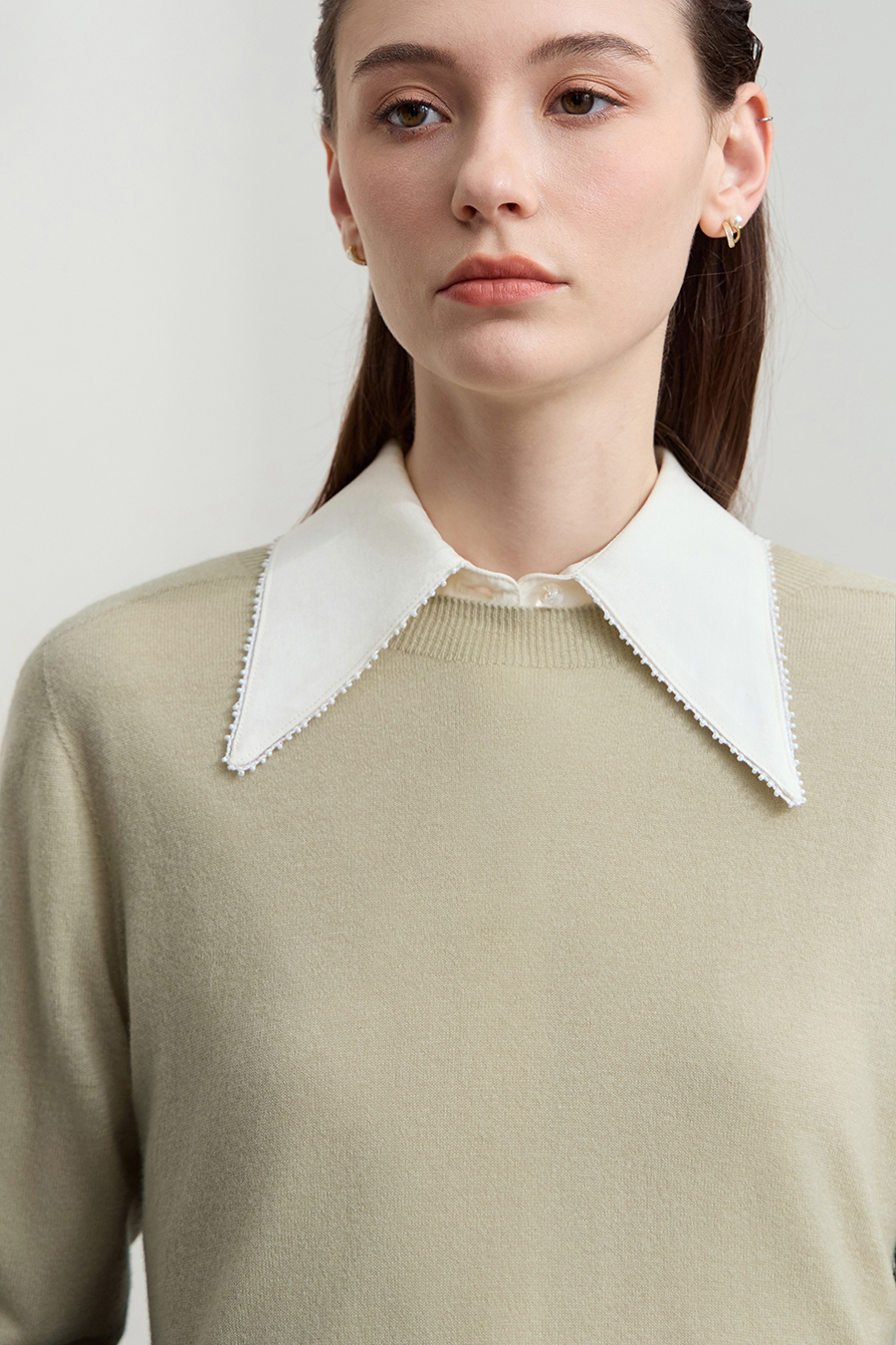 Crew Neck Seamless Wool Sweater|AMII-AMII.com