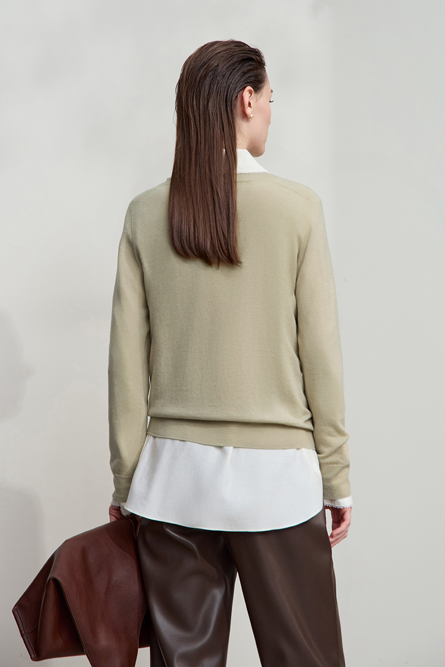Crew Neck Seamless Wool Sweater|AMII-AMII.com