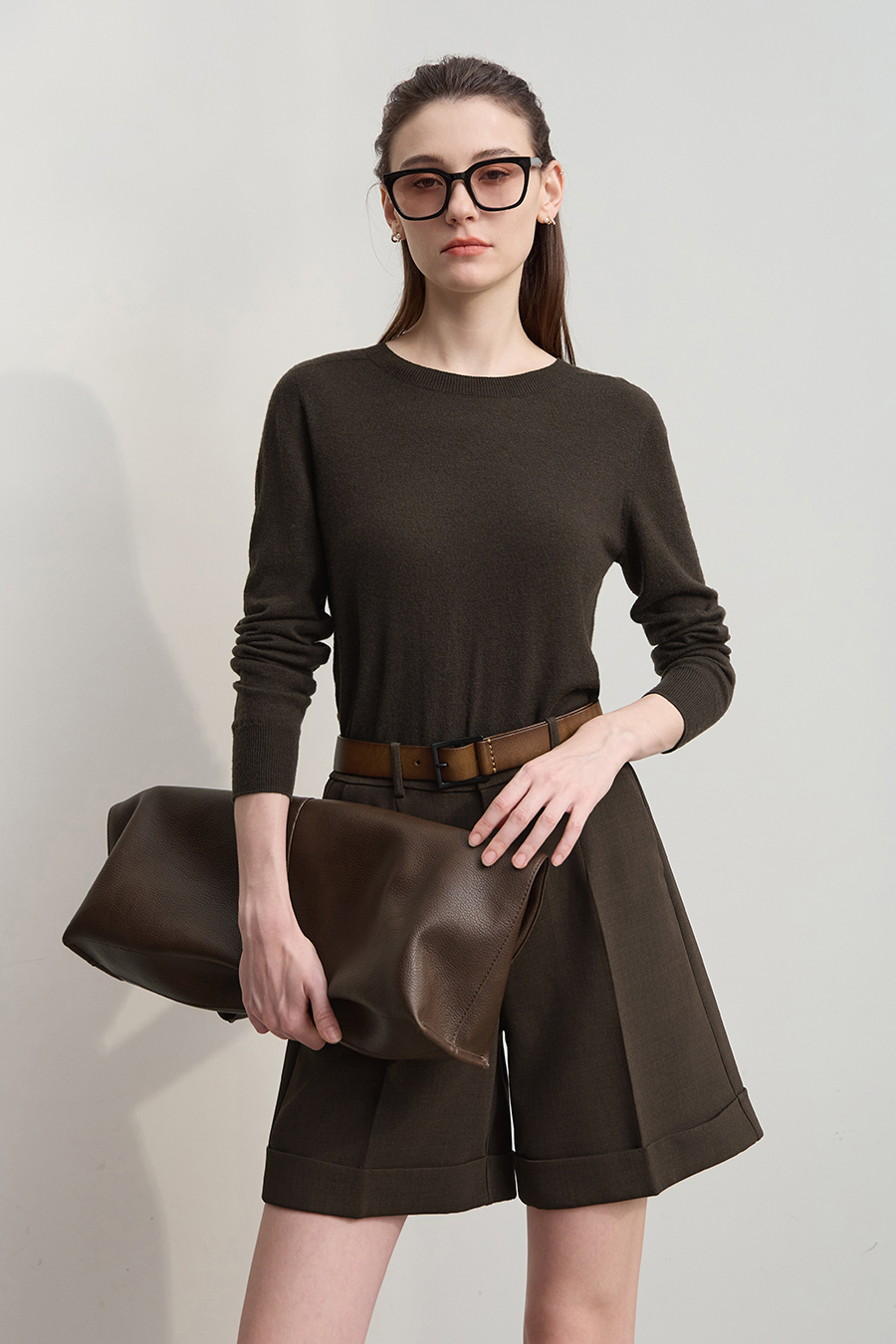 Crew Neck Seamless Wool Sweater|AMII-AMII.com