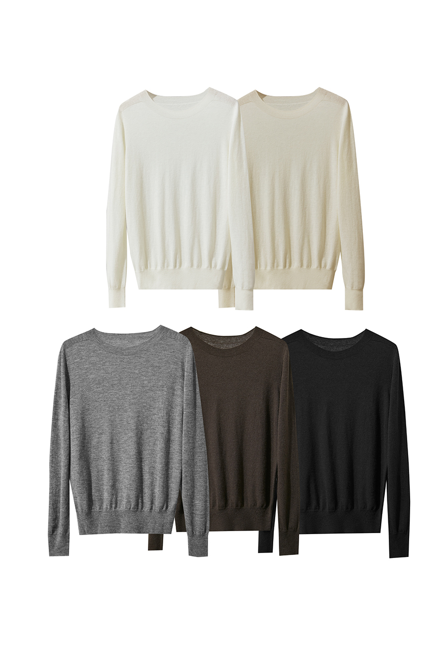 Crew Neck Seamless Wool Sweater|AMII-AMII.com