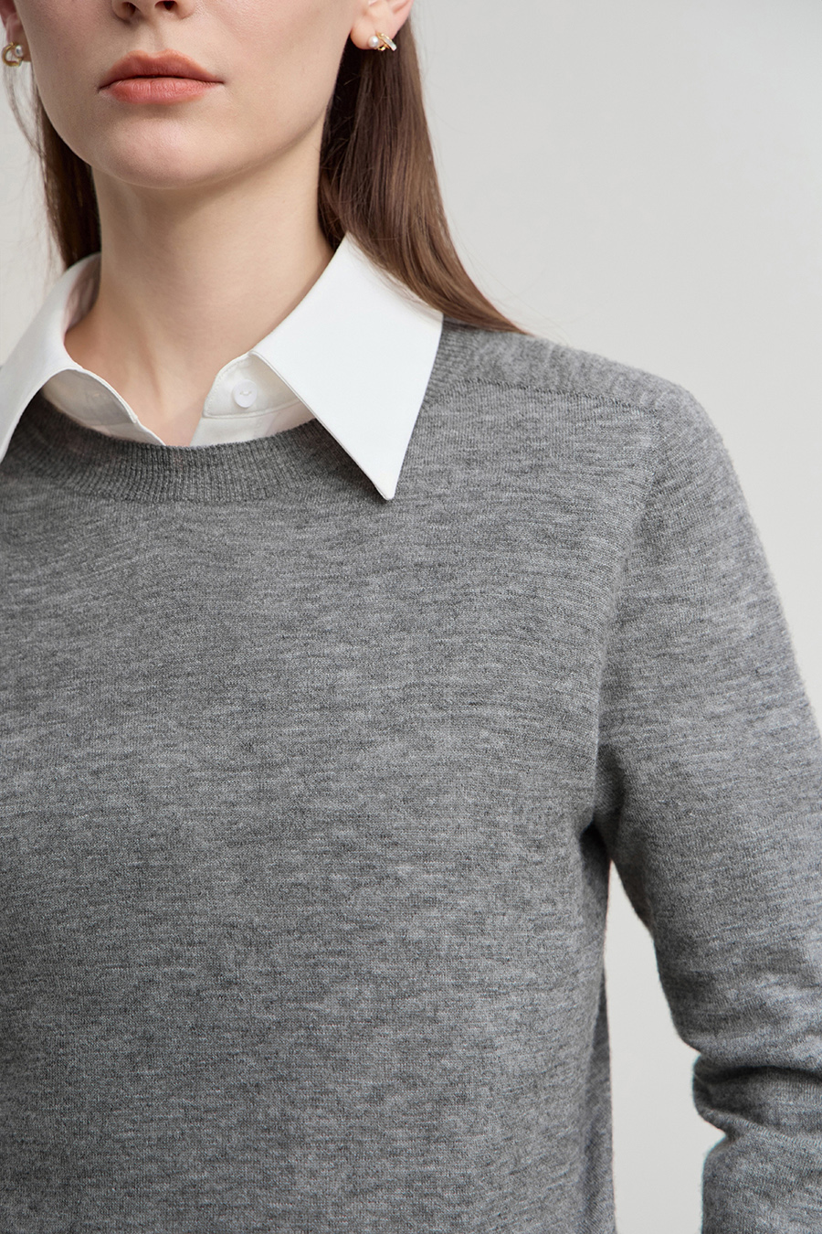 Crew Neck Seamless Wool Sweater|AMII-AMII.com