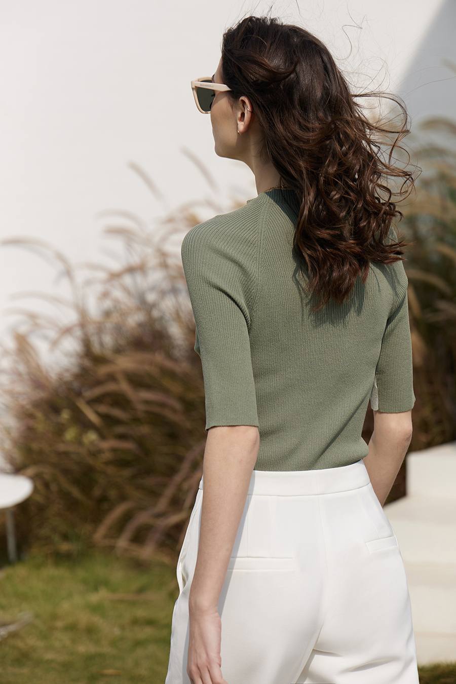 Mock Neck Color - block Knitted Top|AMII-AMII.com