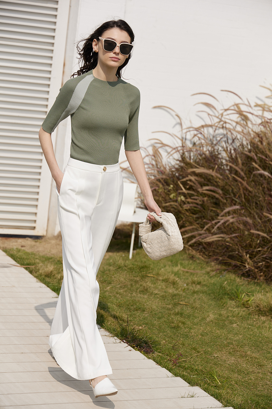 Mock Neck Color - block Knitted Top|AMII-AMII.com