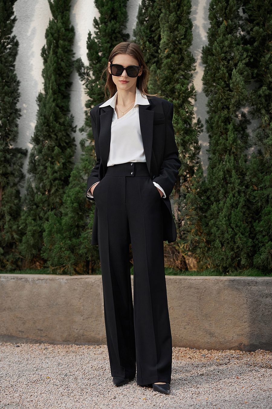 High Waist Tie - Waist Wide - leg Pants|AMII-AMII.com