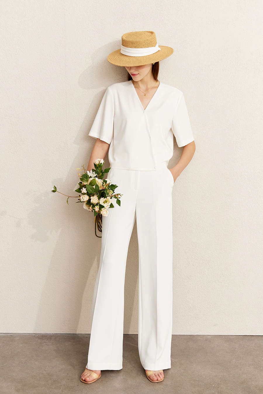 High Waist Tie - Waist Wide - leg Pants|AMII-AMII.com