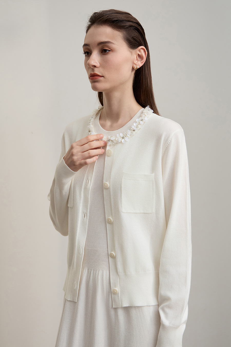 Trim Detailed Knit Cardigan