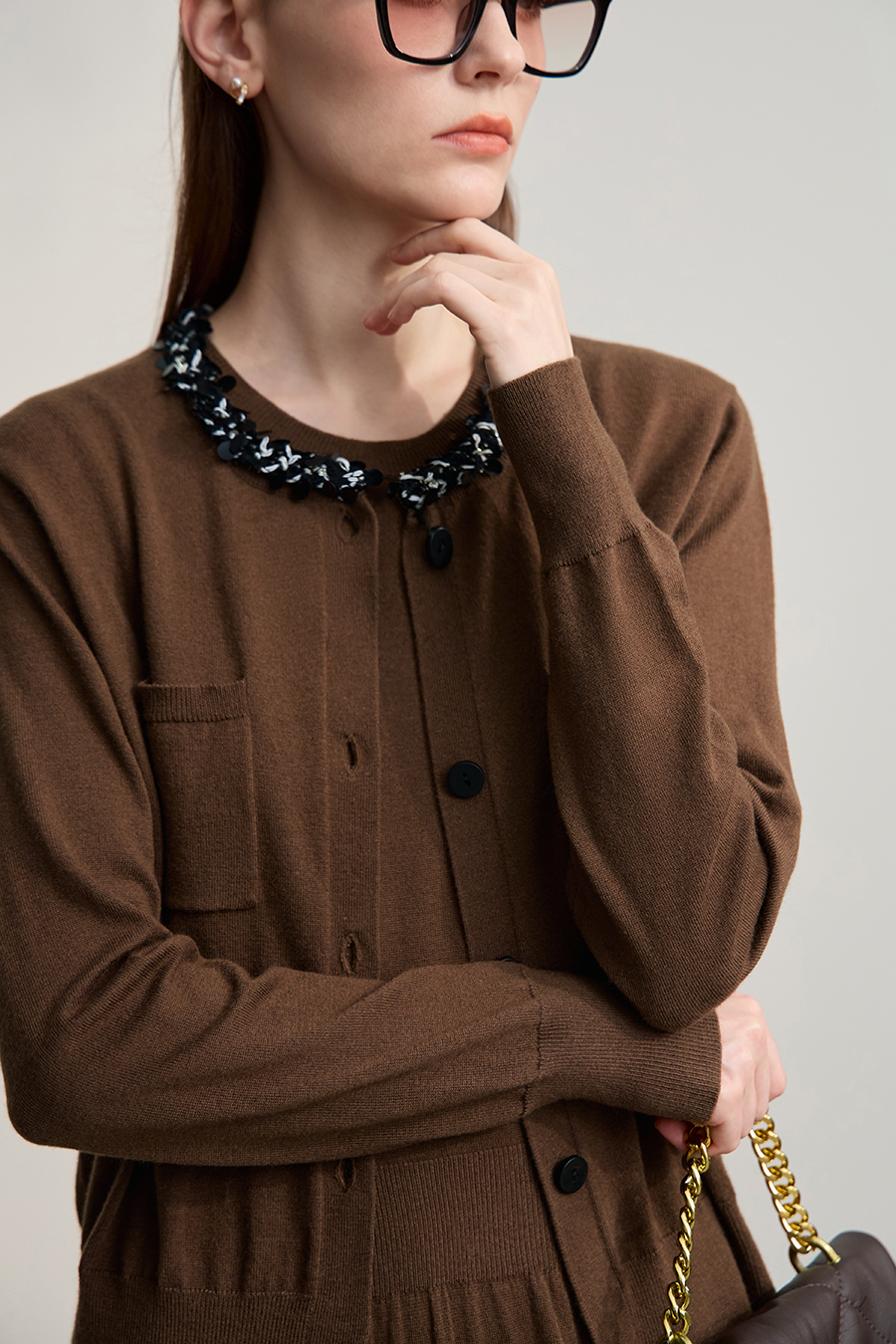 Trim Detailed Knit Cardigan