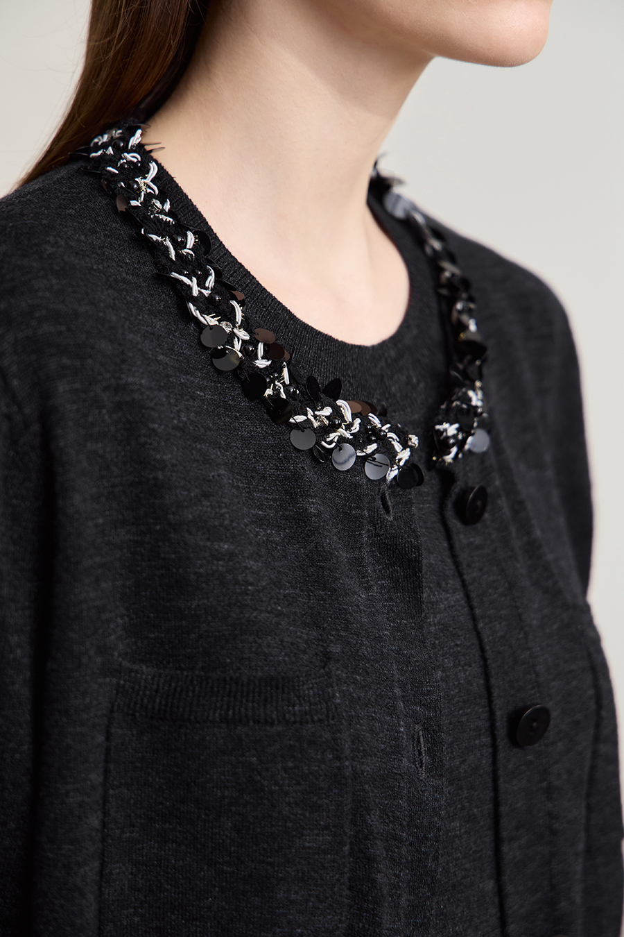 Trim Detailed Knit Cardigan