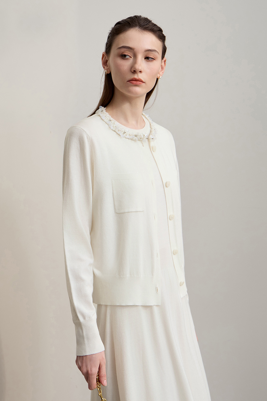 Trim Detailed Knit Cardigan