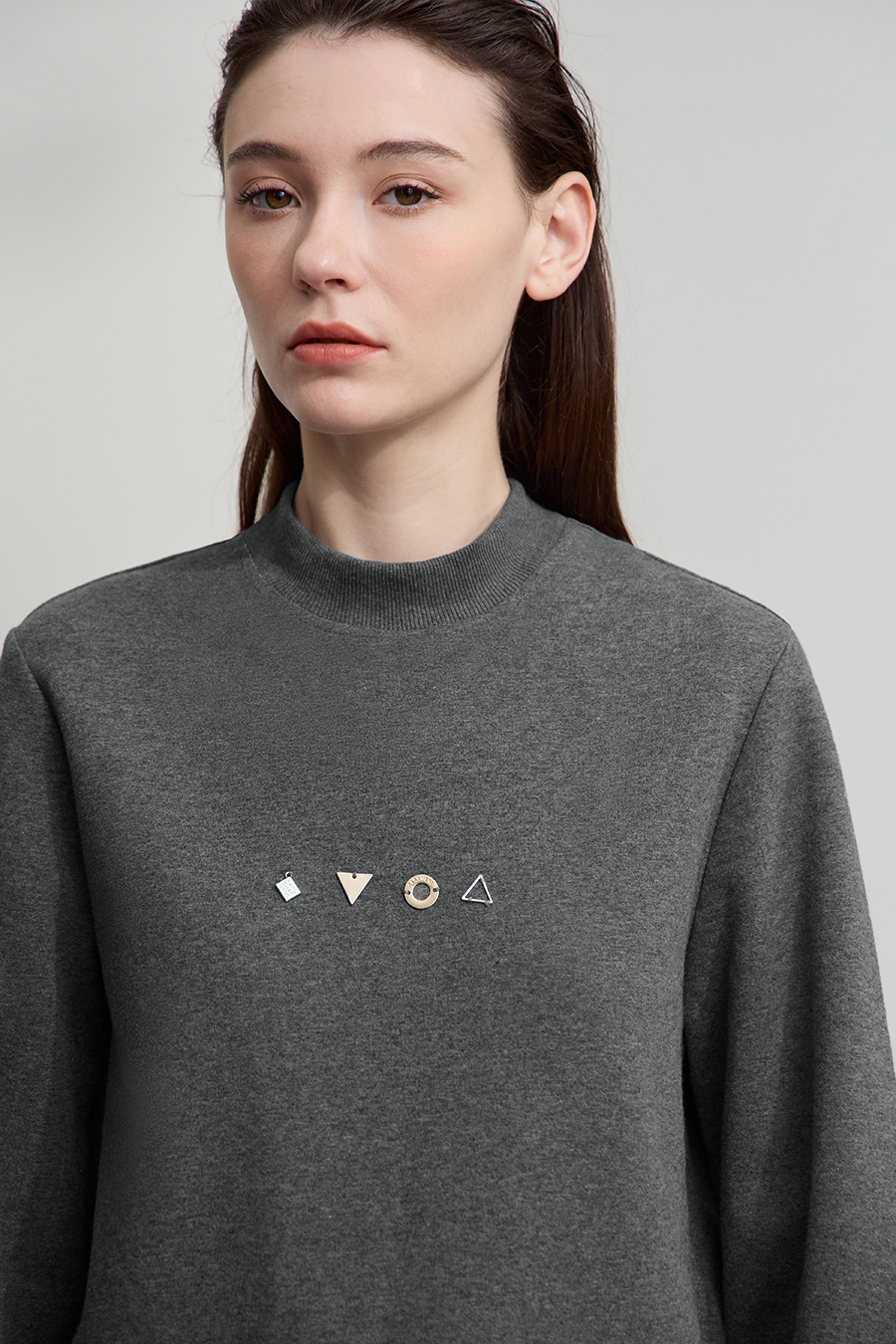 Geometric Metal Embellished Hoodie|AMII-AMII.com