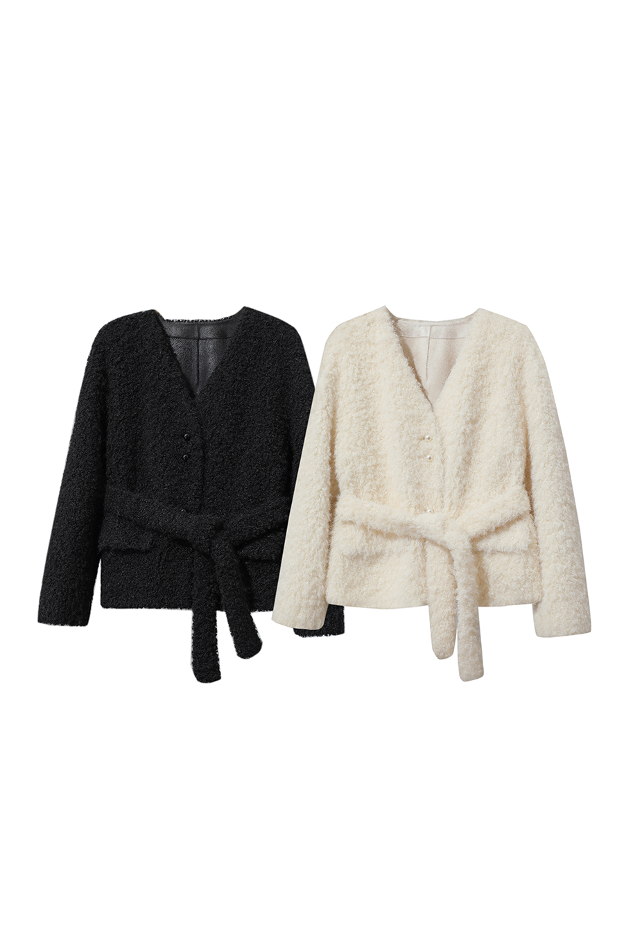 Belted Curly Fleece Fur Coat|AMII-AMII.com