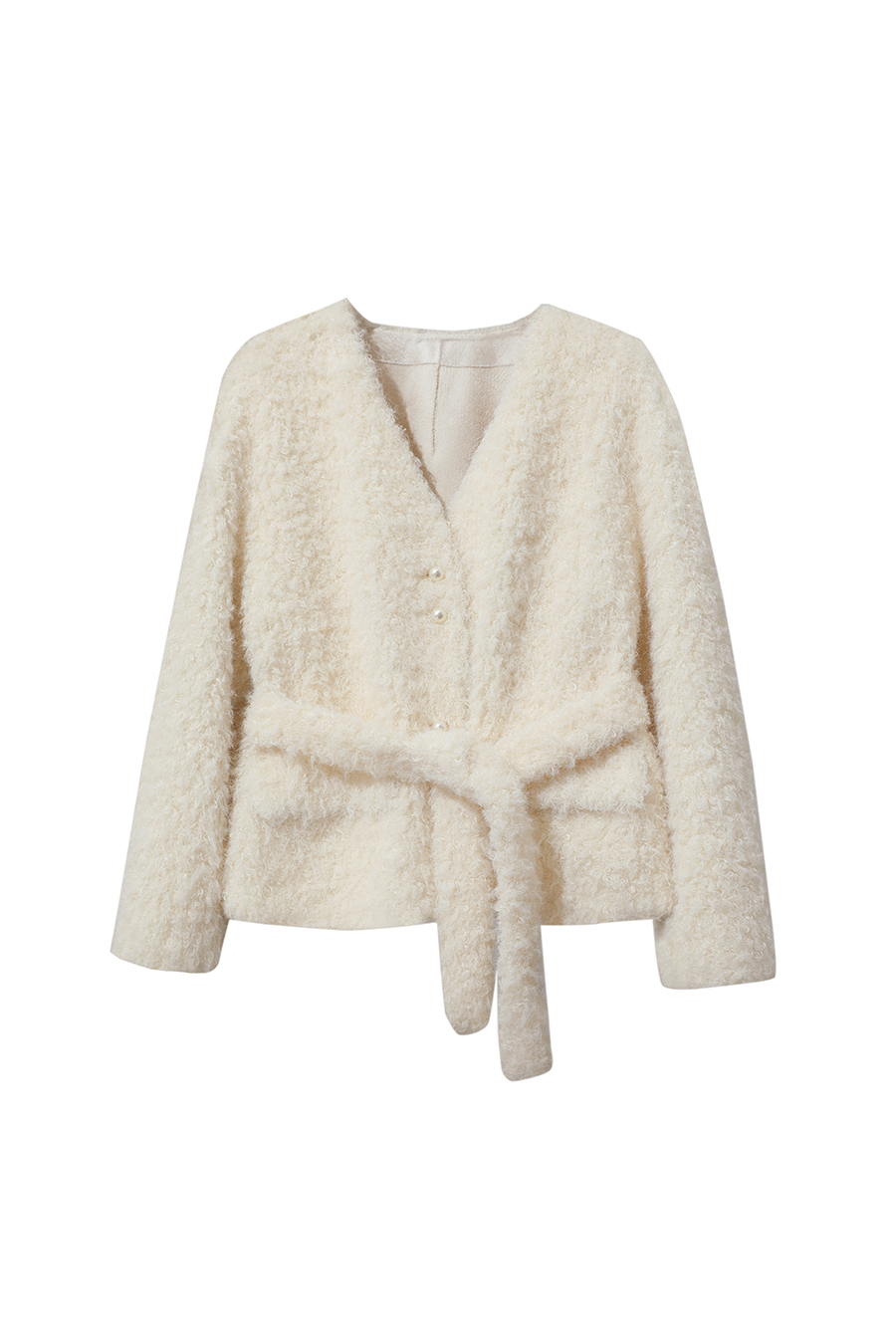 Belted Curly Fleece Fur Coat|AMII-AMII.com