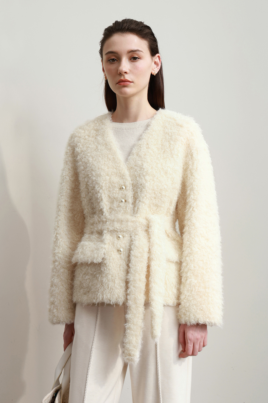 Belted Curly Fleece Fur Coat|AMII-AMII.com