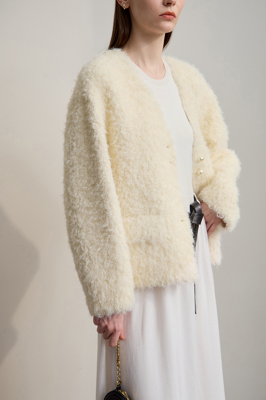 Belted Curly Fleece Fur Coat|AMII-AMII.com