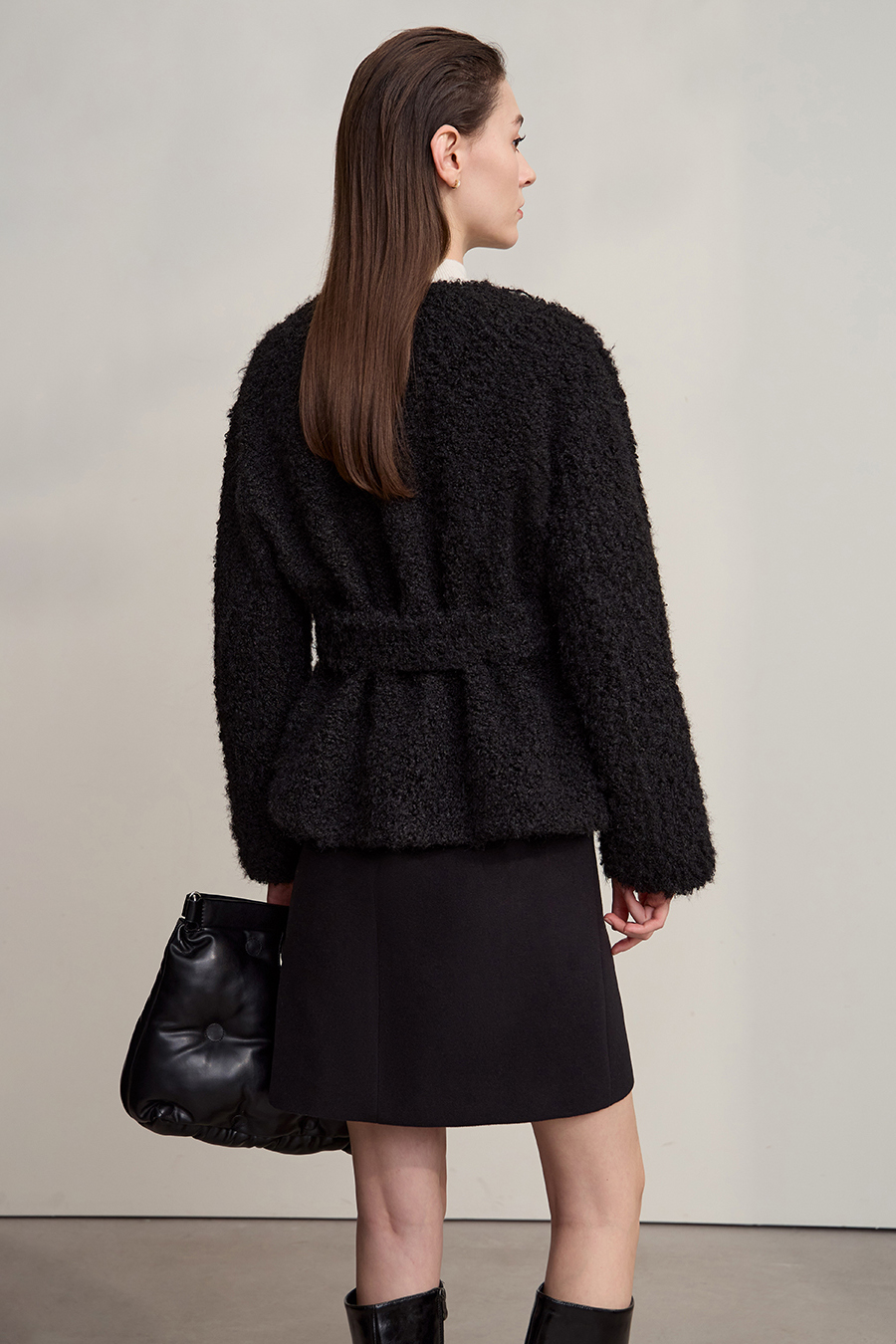 Belted Curly Fleece Fur Coat|AMII-AMII.com