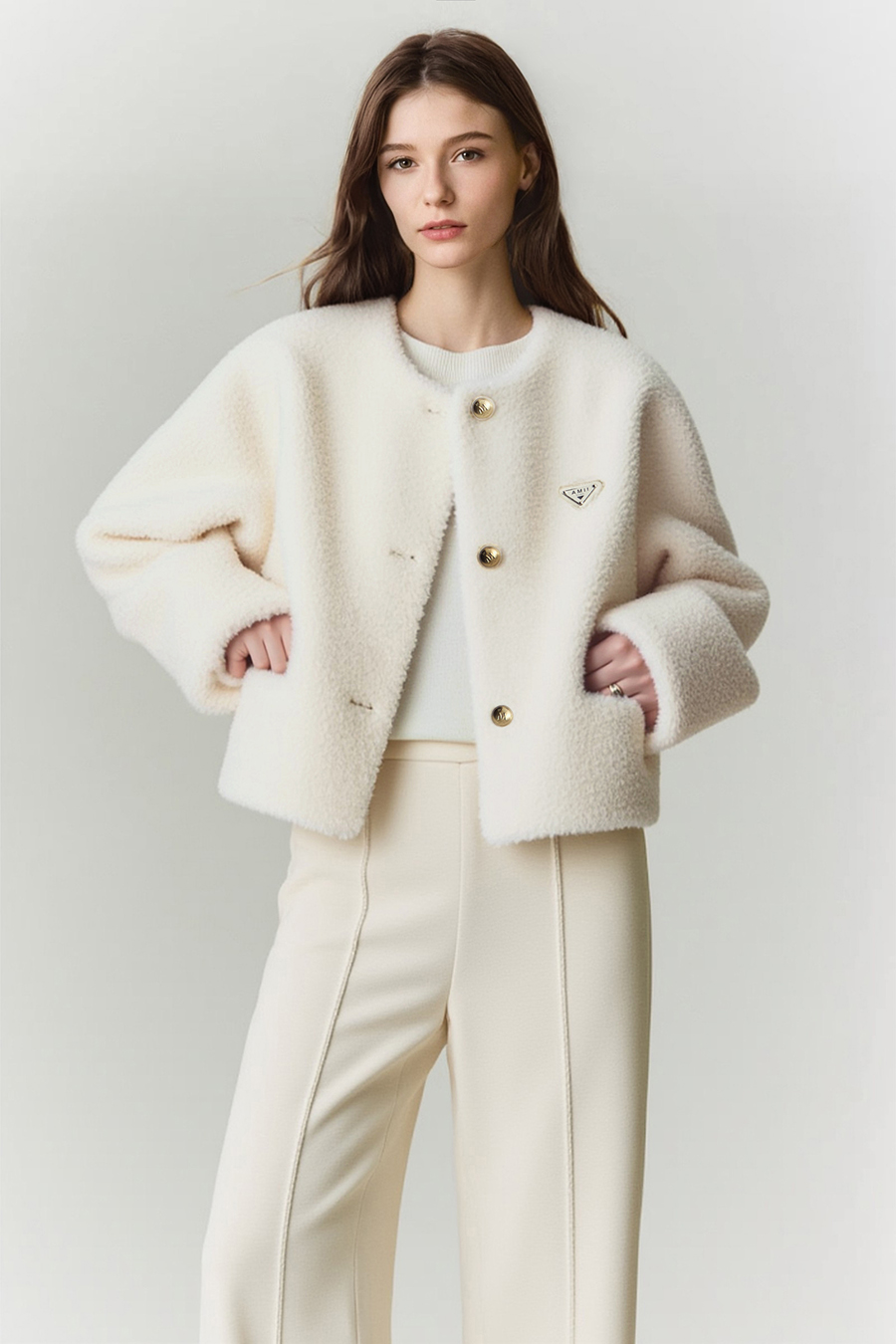 Shearling & Wool Fur Coat