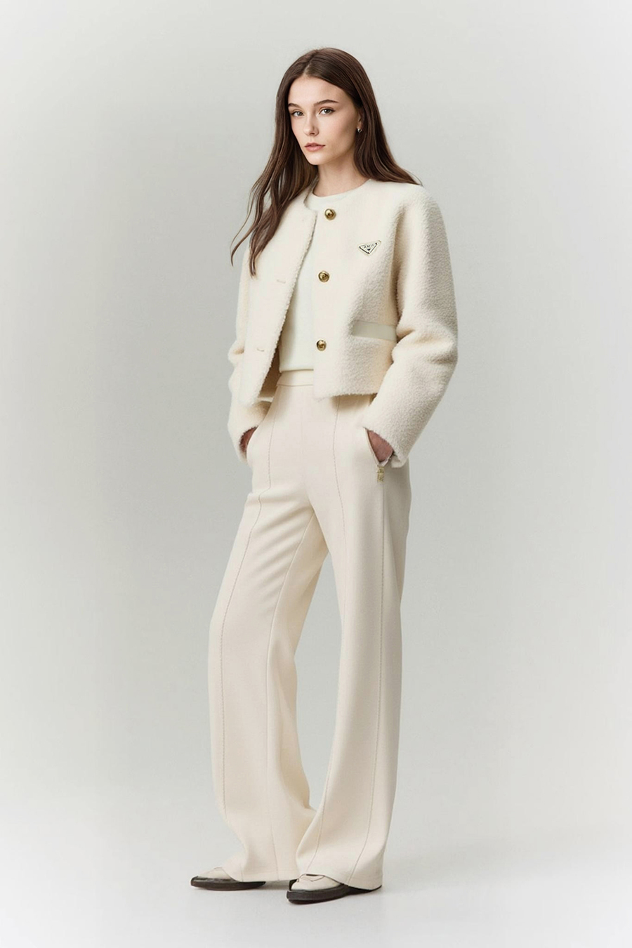 Shearling & Wool Fur Coat