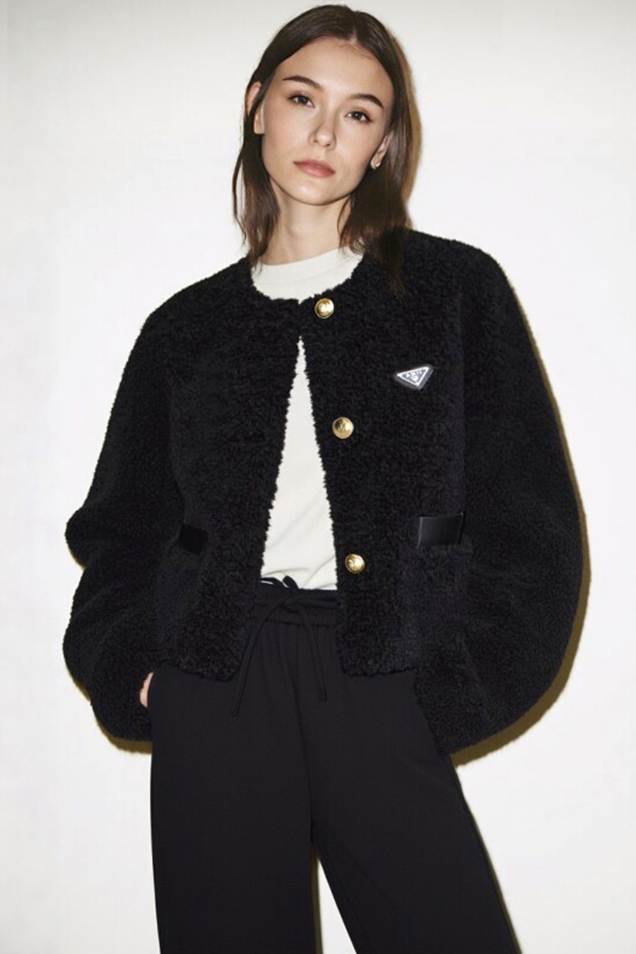 Shearling & Wool Fur Coat