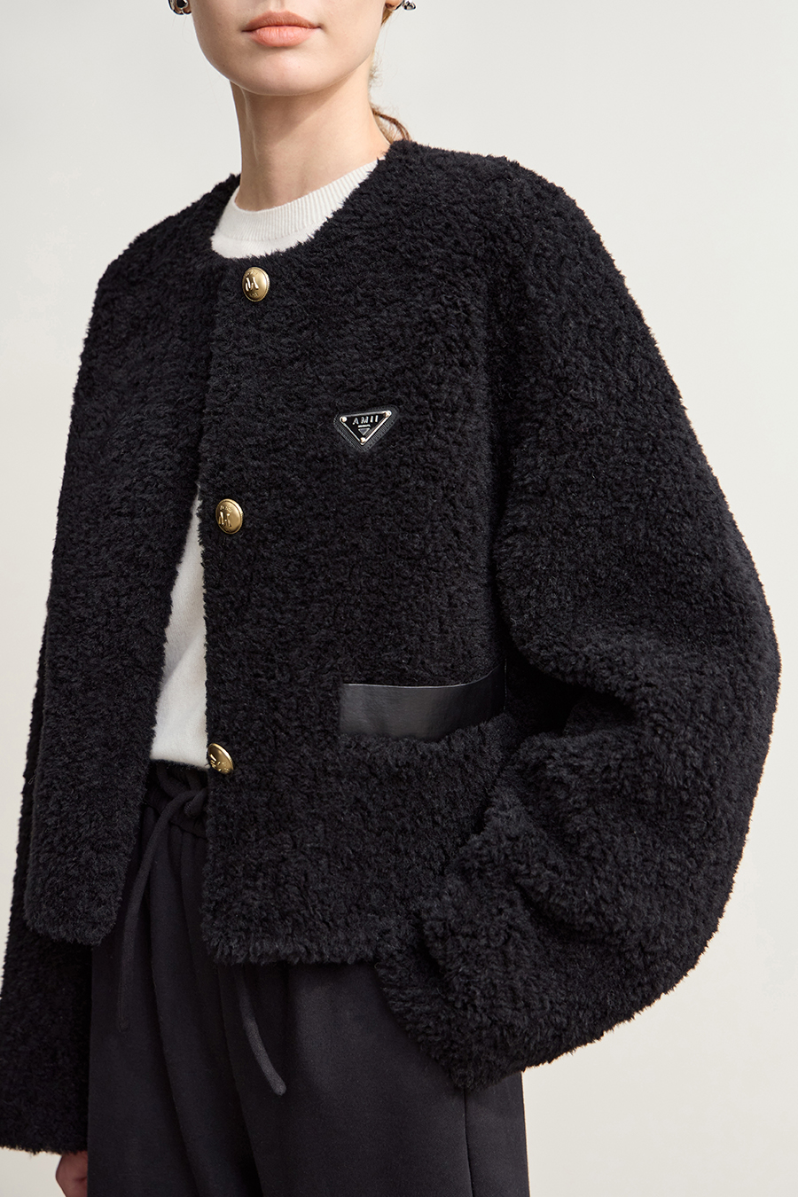 Shearling & Wool Fur Coat