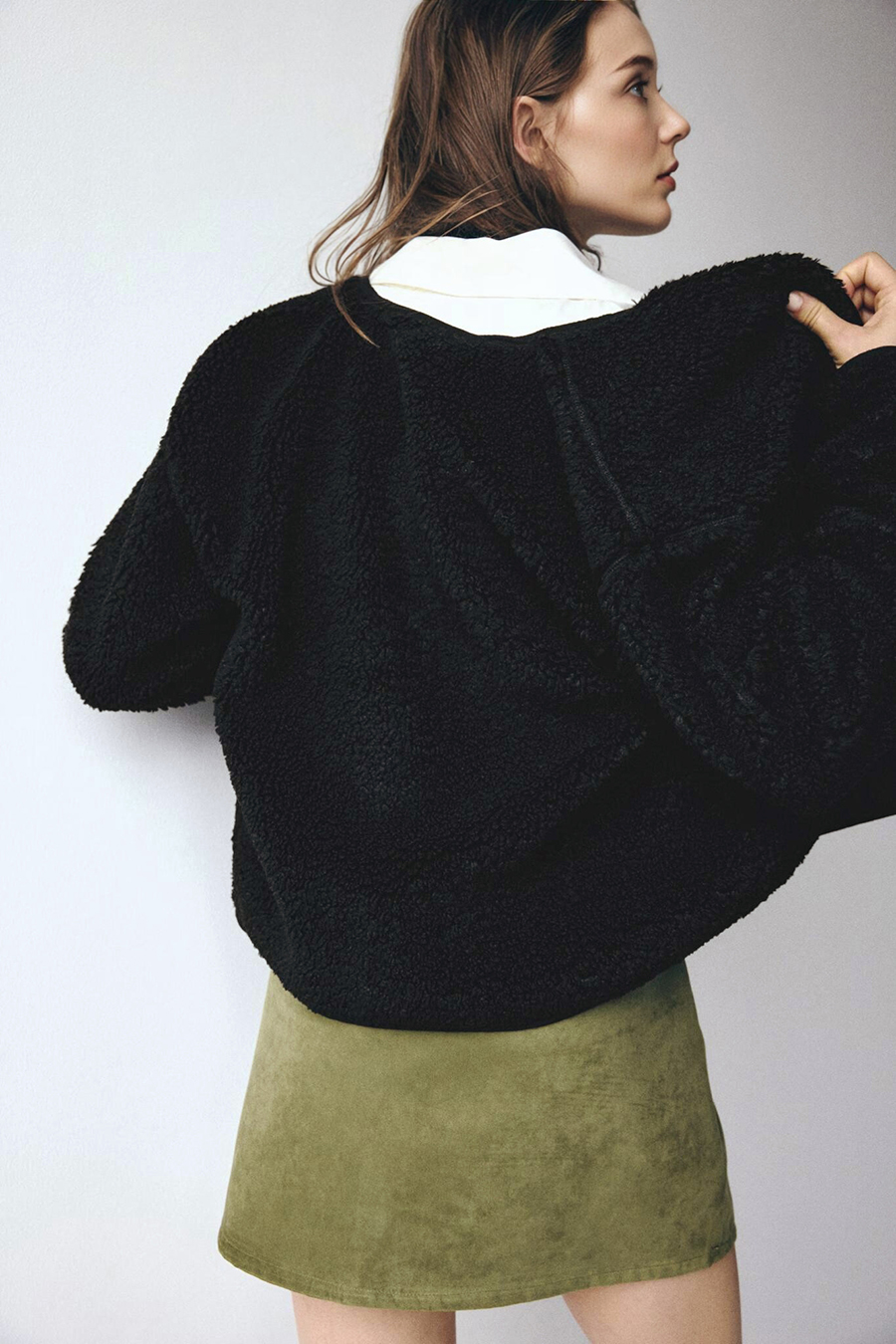 Shearling & Wool Fur Coat