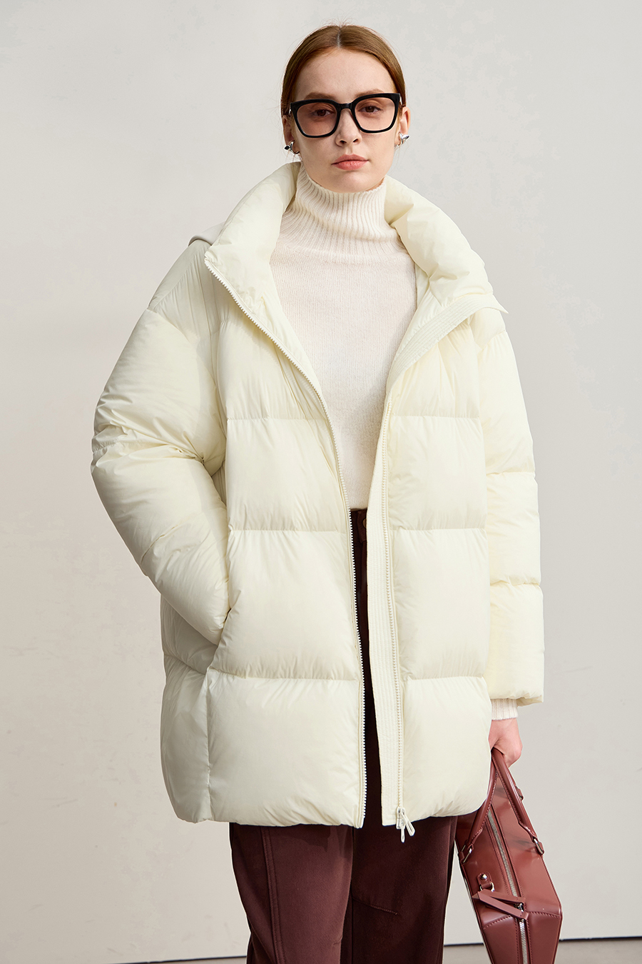 Hooded Loose Mid-Length Down Jacket|AMII-AMII.com