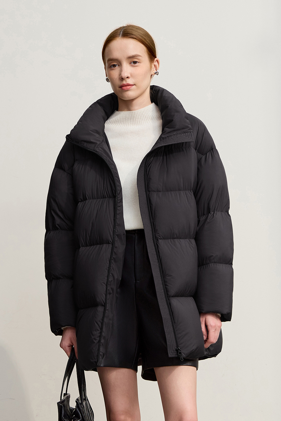 Hooded Loose Mid-Length Down Jacket|AMII-AMII.com