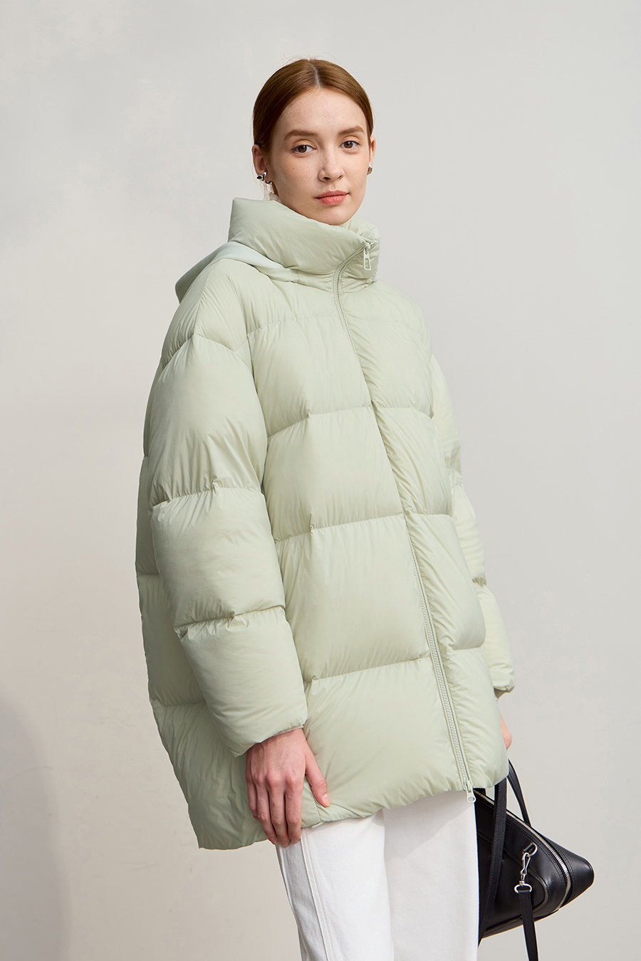 Hooded Loose Mid-Length Down Jacket|AMII-AMII.com