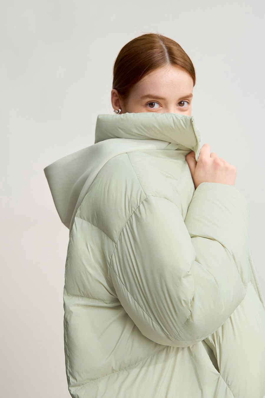 Hooded Loose Mid-Length Down Jacket|AMII-AMII.com