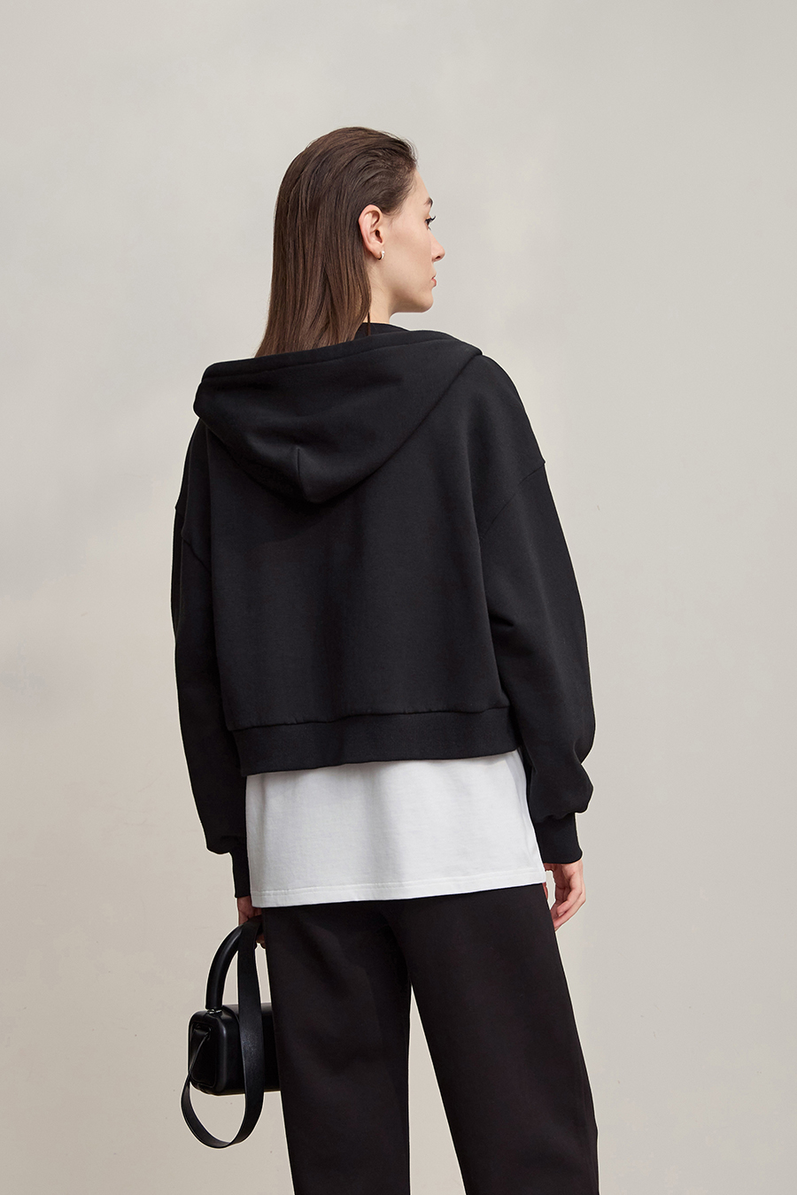 Light Fleece Hooded Drop Shoulder Jacket|AMII-AMII.com