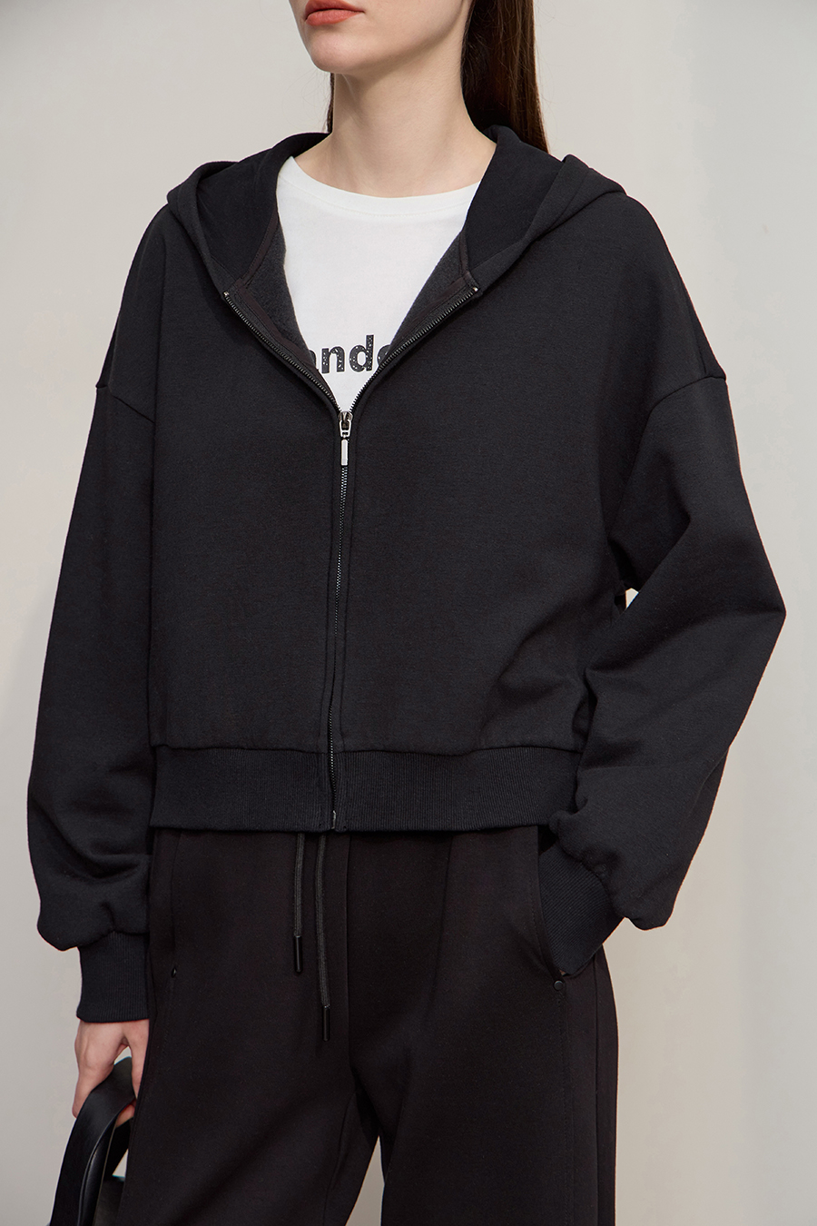 Light Fleece Hooded Drop Shoulder Jacket|AMII-AMII.com