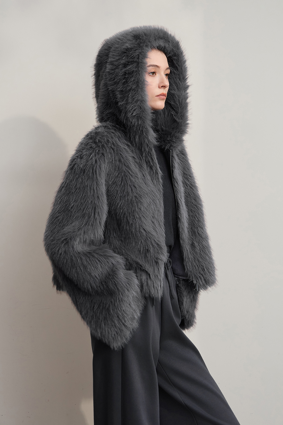 Luxury Warm Hooded Short Fur Coat|AMII-AMII.com