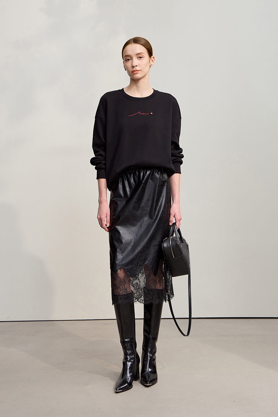 Loose Mid-Length Fleece Hoodie|AMII-AMII.com