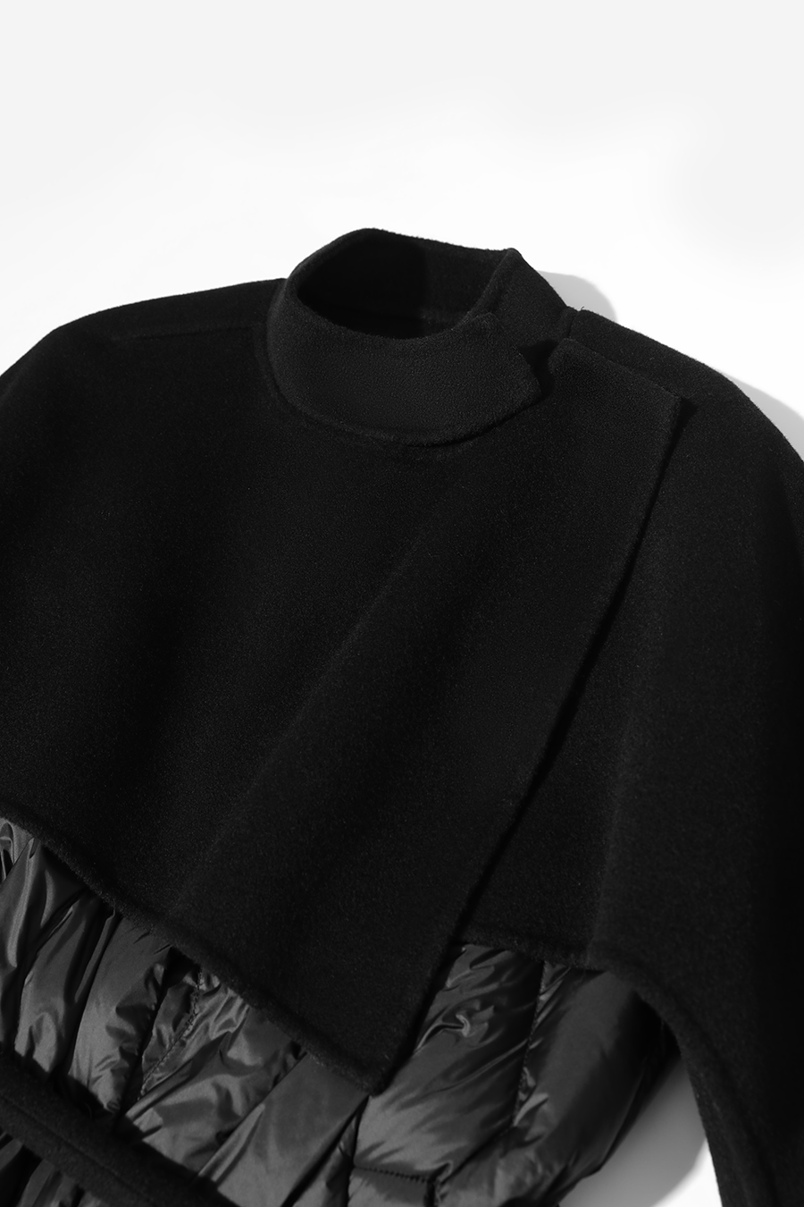 Double-faced Wool Patchwork Down Coat