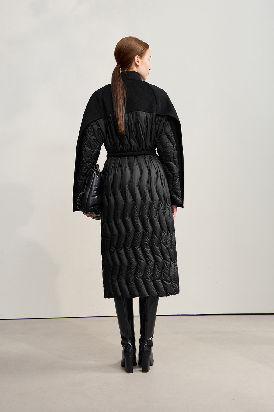 Double-faced Wool Patchwork Down Coat