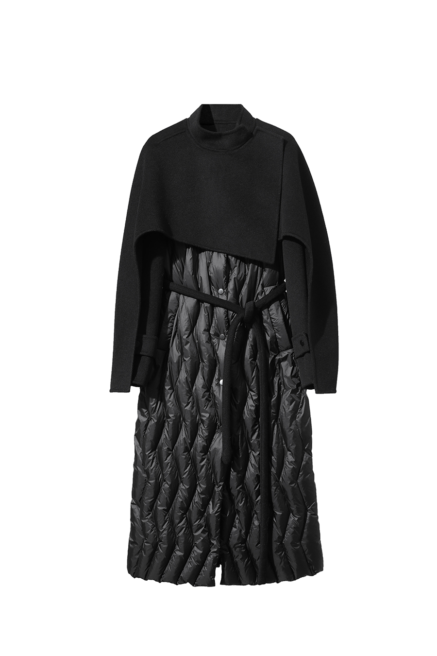 Double-faced Wool Patchwork Down Coat