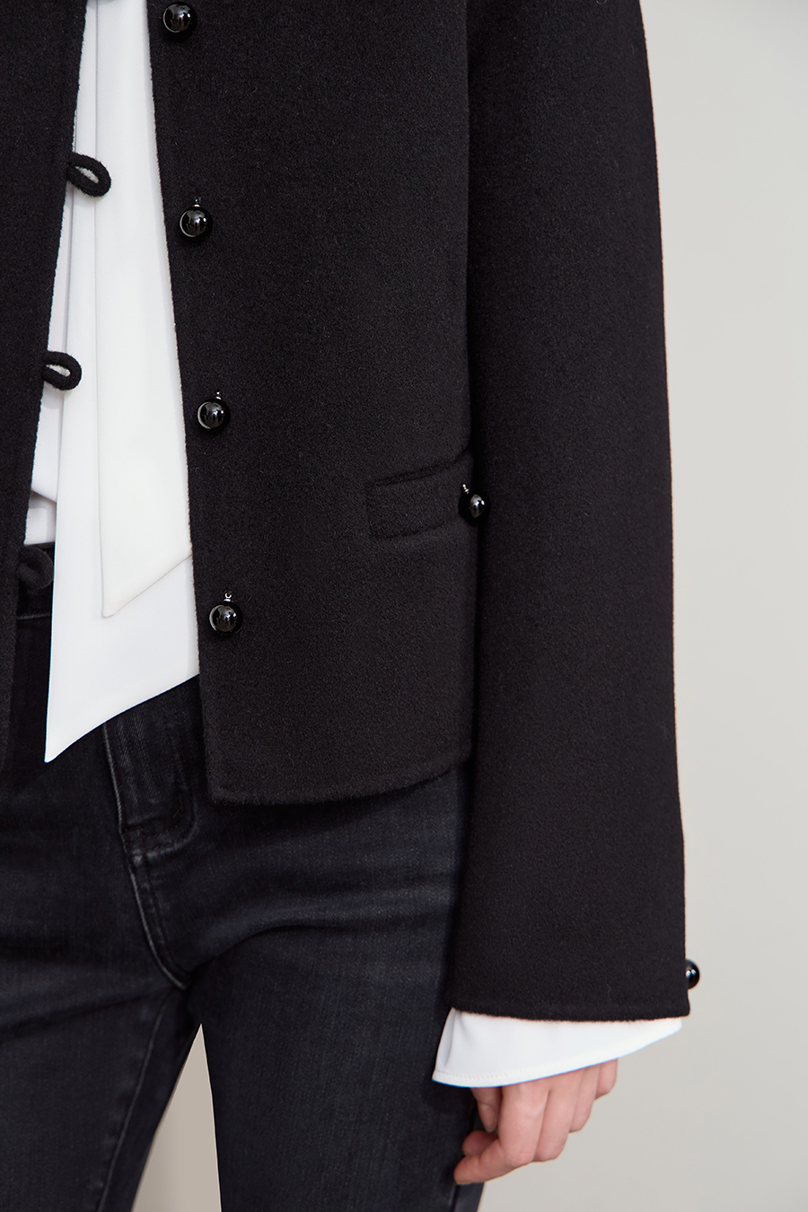 Short Loose Wool Double-Faced Tweed Coat|AMII-AMII.com